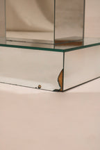 Back view postmodern standing mirror showing structural support and frame design