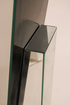 Right side profile vintage postmodern standing mirror showing depth and structure