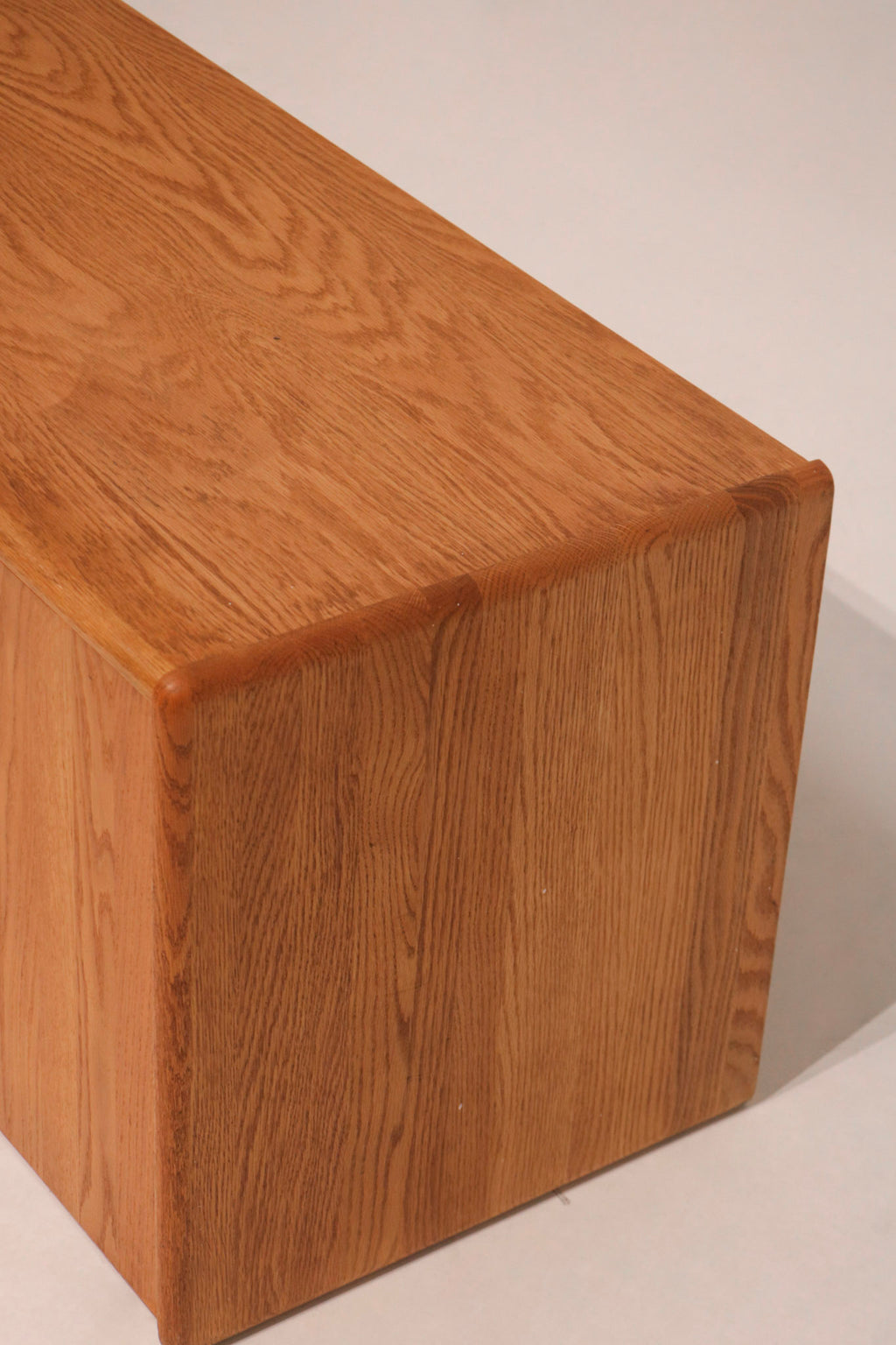 Top-down view showing the oak surface condition and wood pattern