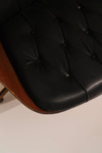 Detail of the top headrest cushion tufting and comfort support