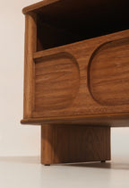 Close-up of top surface showing wood finish and mark (as noted)
