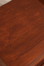 Top surface view highlighting the wood texture and stained finish quality
