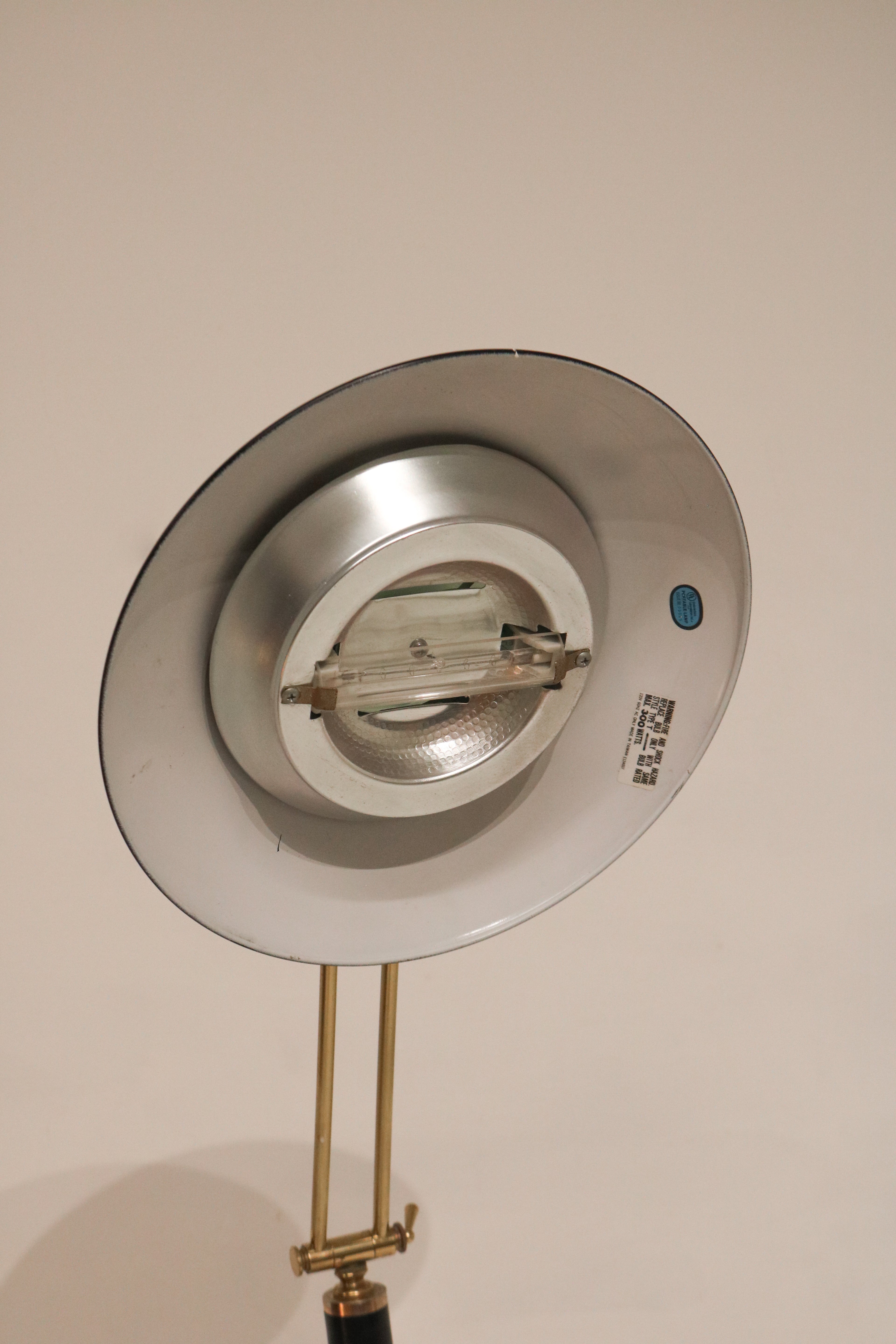 Interior view of shade showing aluminum reflector and bulb socket