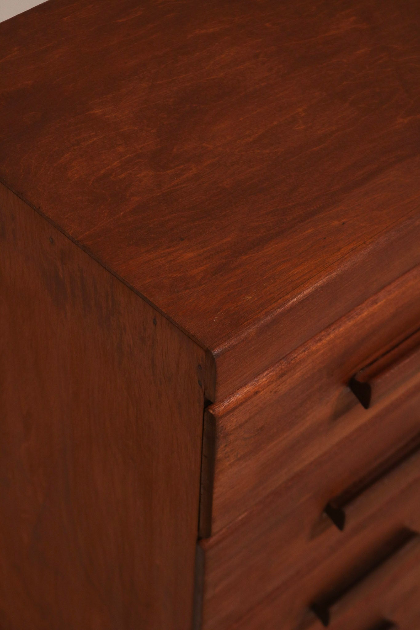 Close-up of upper edge and corner joinery showing antique craftsmanship