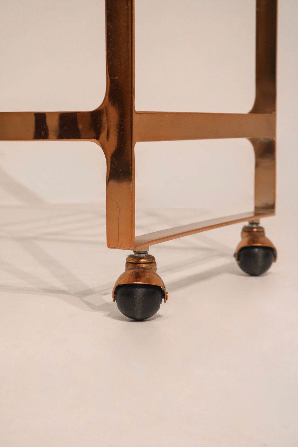 Side rail view of the upper shelf designed to secure items